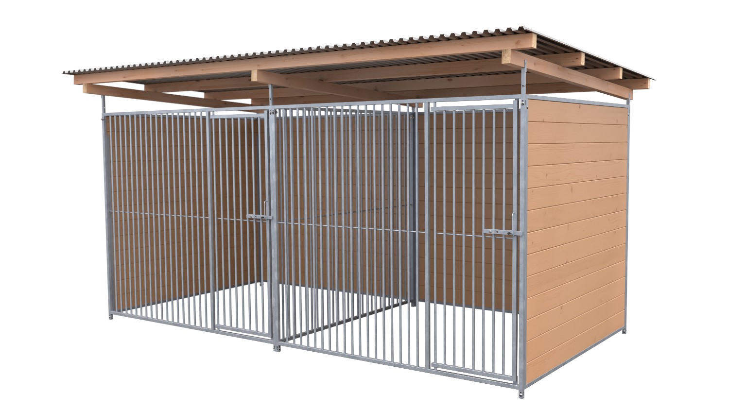 SAUERLAND Hundezwinger 2 x 4 m Doppelzwinger | 3-seitig geschlossen | braun impr...