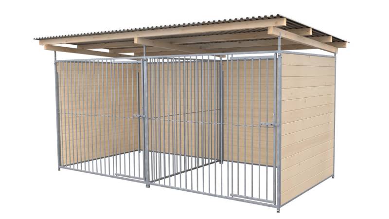 SAUERLAND Hundezwinger 2 x 4 m Doppelzwinger | 3-seitig geschlossen | naturbelas...