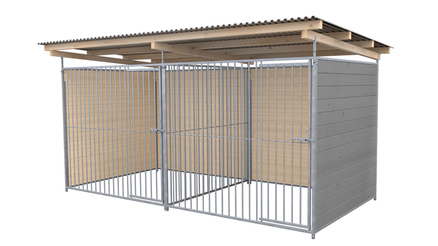 SAUERLAND Hundezwinger 2 x 4 m Doppelzwinger | 3-seitig geschlossen | platingrau...