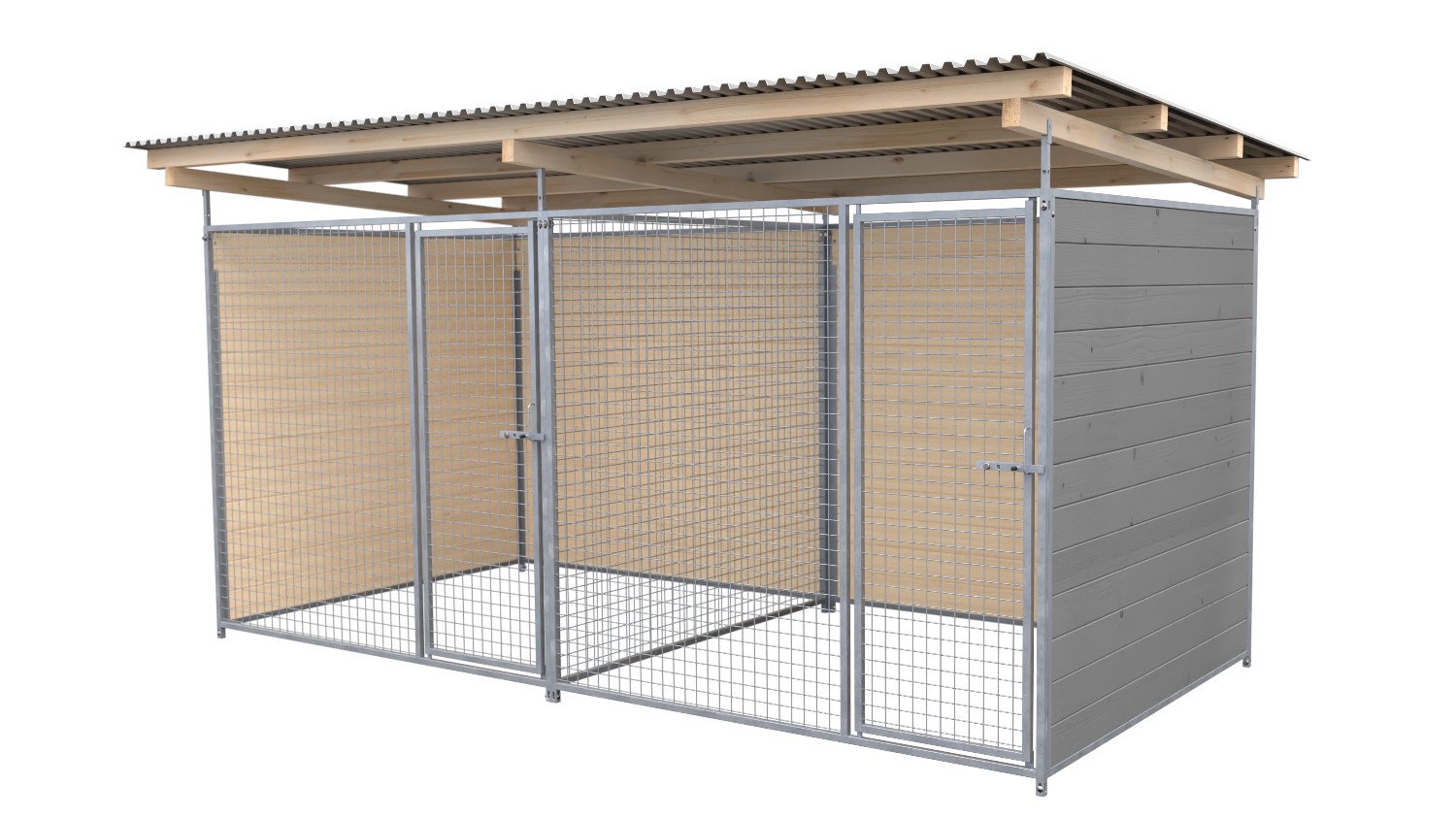 SAUERLAND Hundezwinger 2 x 4 m Doppelzwinger | 3-seitig geschlossen | platingrau...