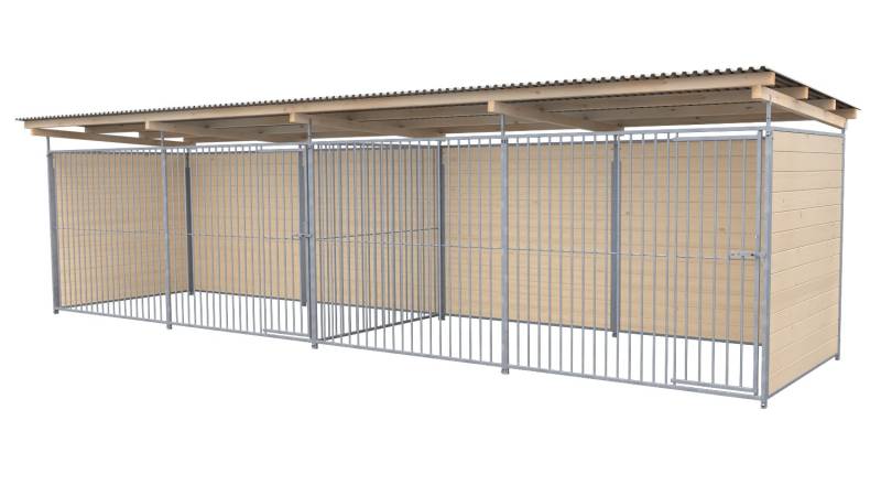 SAUERLAND Hundezwinger 2 x 4 m Doppelzwinger | 3-seitig geschlossen | weiß lasie...