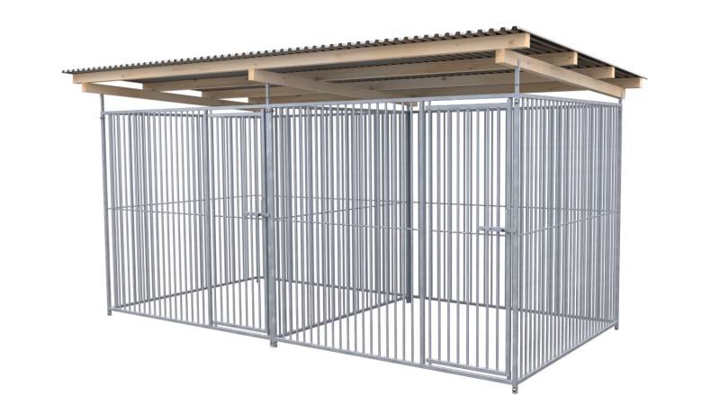 SAUERLAND Hundezwinger 2 x 4 m Doppelzwinger | rundum offen | Metall | Rohrstab ...