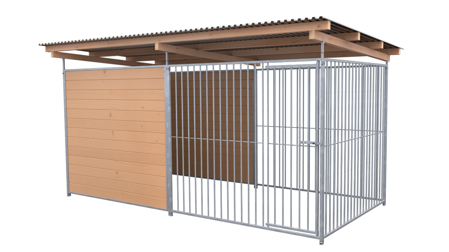 SAUERLAND Hundezwinger 2 x 4 m | hälftig geschlossen | braun imprägniert | Rohrs...