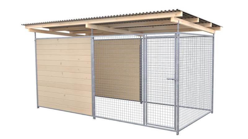 SAUERLAND Hundezwinger 2 x 4 m | hälftig geschlossen | naturbelassen | Gitter 5x...