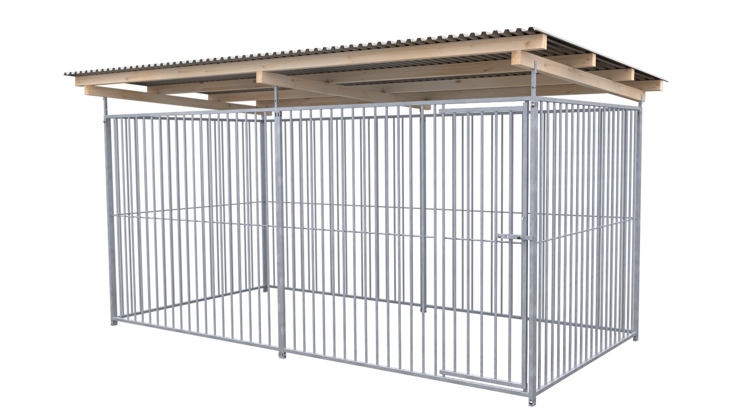 SAUERLAND Hundezwinger 2 x 4 m | rundum offen | Metall | Rohrstab Abstand 8 cm
