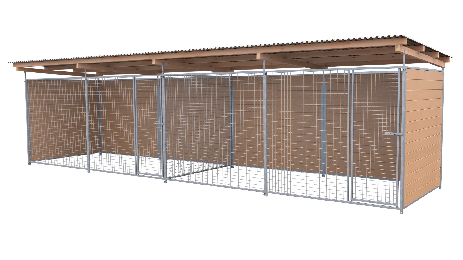 SAUERLAND Hundezwinger 2 x 8 m Doppelzwinger | 3-seitig geschlossen | braun impr...