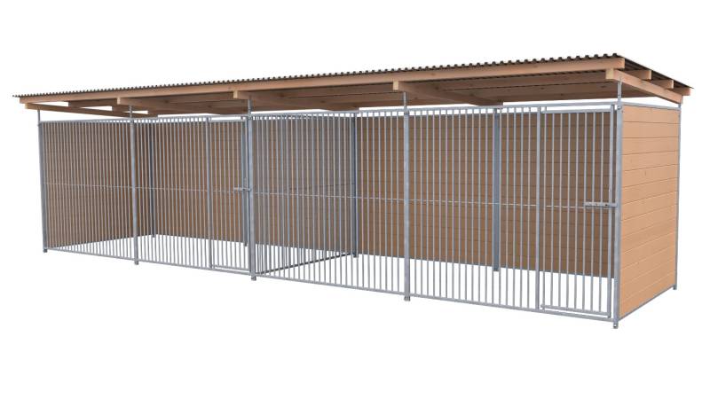 SAUERLAND Hundezwinger 2 x 8 m Doppelzwinger | 3-seitig geschlossen | braun impr...
