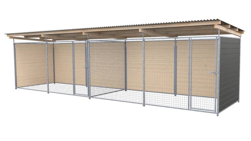 SAUERLAND Hundezwinger 2 x 8 m Doppelzwinger | 3-seitig geschlossen | graphitgra...