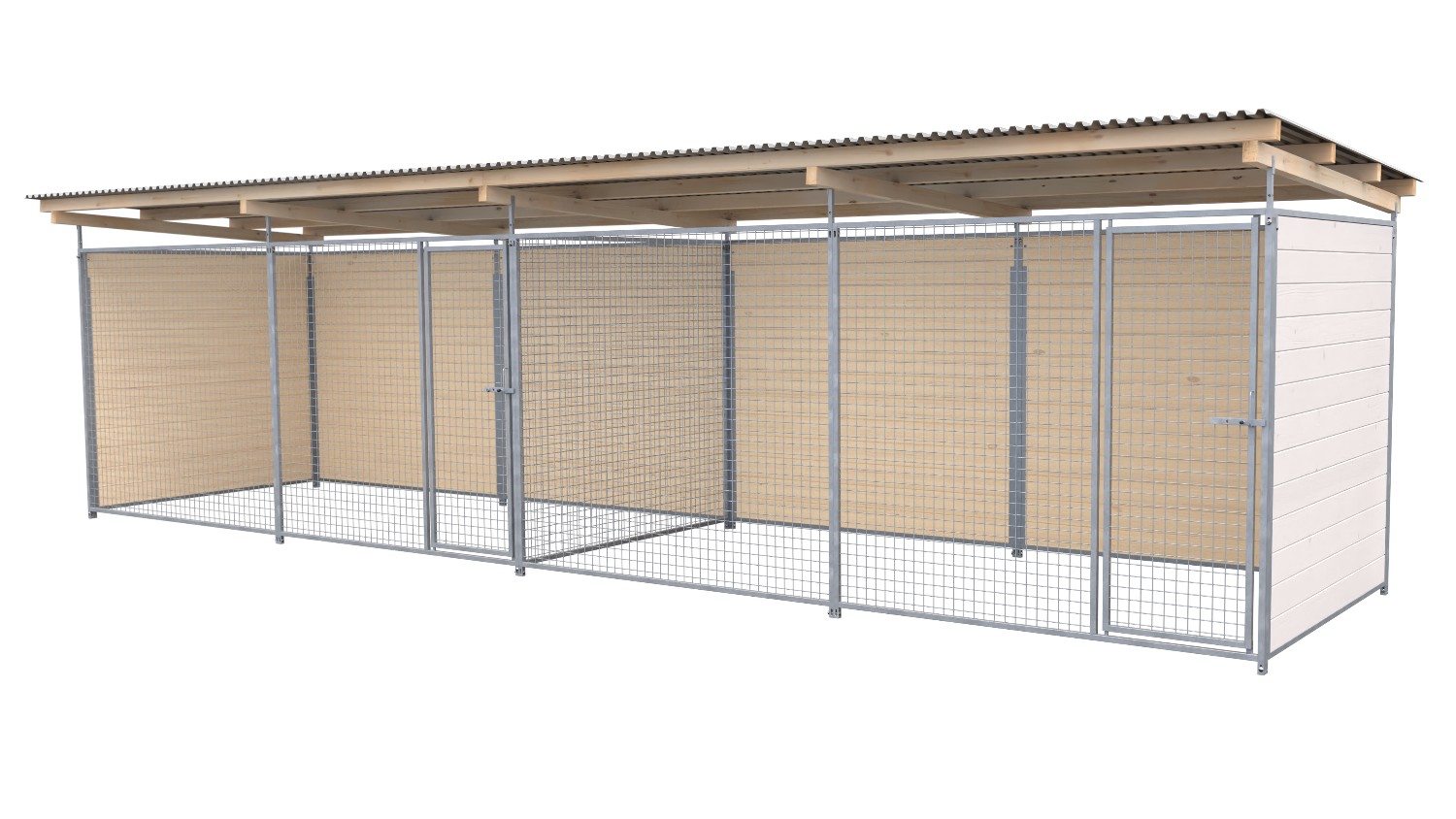 SAUERLAND Hundezwinger 2 x 8 m Doppelzwinger | 3-seitig geschlossen | weiß lasie...
