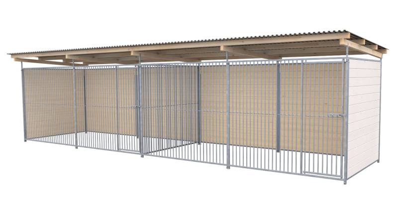 SAUERLAND Hundezwinger 2 x 8 m Doppelzwinger | 3-seitig geschlossen | weiß lasie...