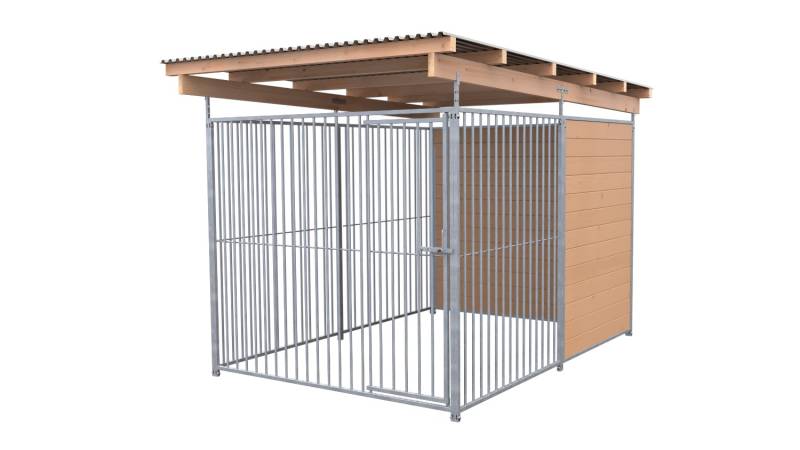 SAUERLAND Hundezwinger 3 x 2 m (Tiefbau) | 1,5-seitig geschlossen | braun impräg...