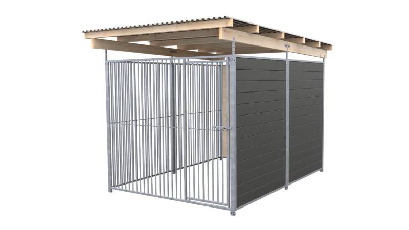 SAUERLAND Hundezwinger 3 x 2 m (Tiefbau) | 2-seitig geschlossen | graphitgrau | ...
