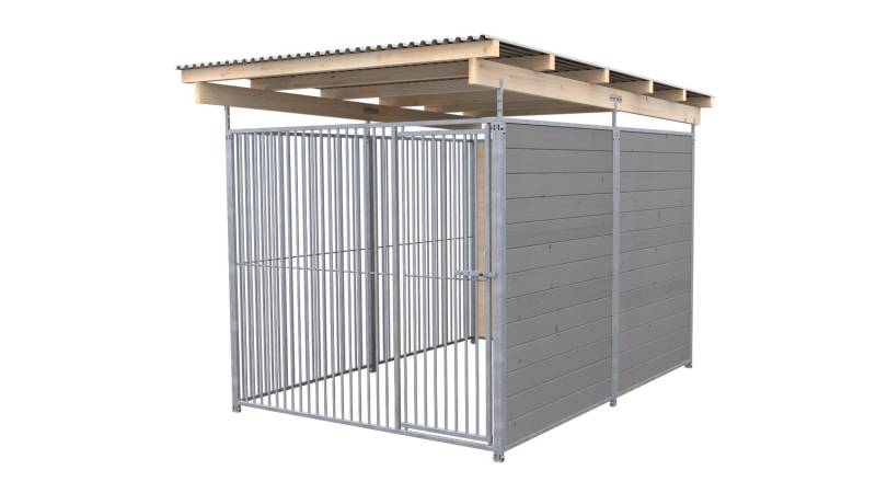 SAUERLAND Hundezwinger 3 x 2 m (Tiefbau) | 2-seitig geschlossen | platingrau | R...