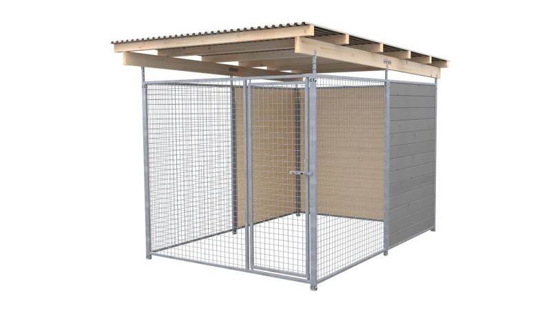 SAUERLAND Hundezwinger 3 x 2 m (Tiefbau) | hälftig geschlossen | platingrau | Gi...