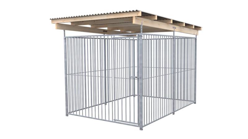 SAUERLAND Hundezwinger 3 x 2 m (Tiefbau) | rundum offen | Metall | Rohrstab Abst...