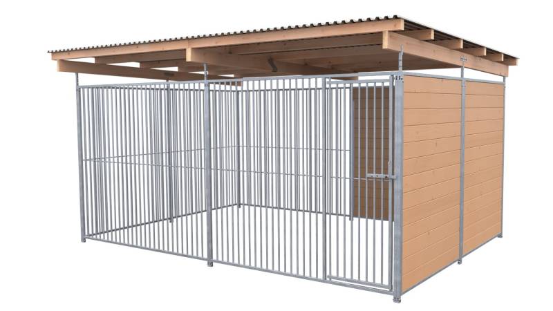 SAUERLAND Hundezwinger 3 x 3 m | 1,5-seitig geschlossen | braun imprägniert | Ro...
