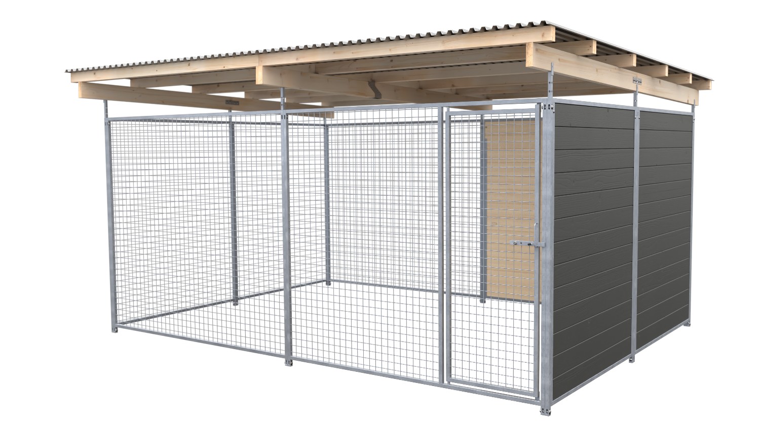 SAUERLAND Hundezwinger 3 x 3 m | 1,5-seitig geschlossen | graphitgrau | Gitter 5...