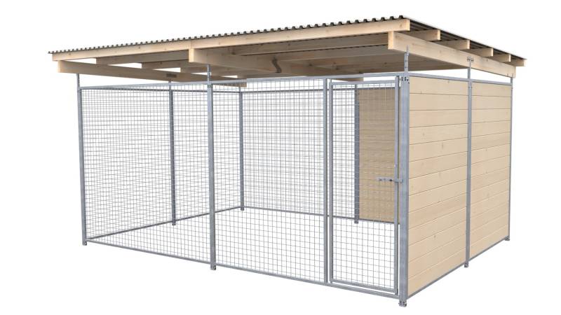 SAUERLAND Hundezwinger 3 x 3 m | 1,5-seitig geschlossen | naturbelassen | Gitter...