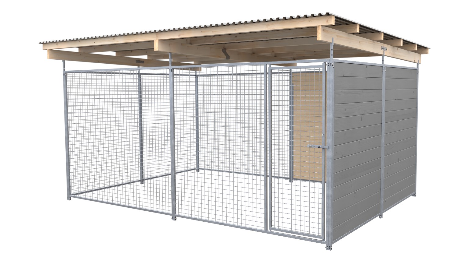 SAUERLAND Hundezwinger 3 x 3 m | 1,5-seitig geschlossen | platingrau | Gitter 5x...