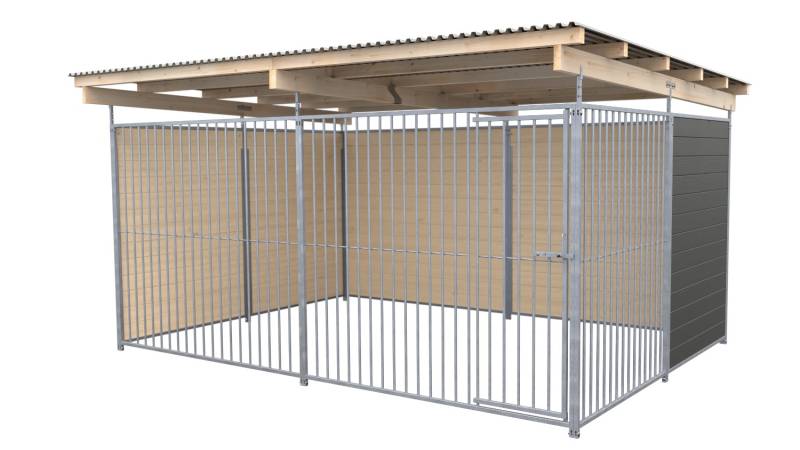 SAUERLAND Hundezwinger 3 x 3 m | 2,5-seitig geschlossen | graphitgrau | Rohrstab...