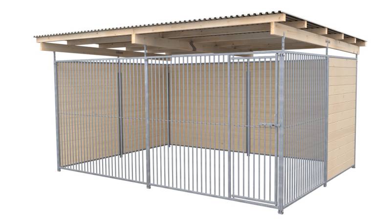 SAUERLAND Hundezwinger 3 x 3 m | 2,5-seitig geschlossen | naturbelassen | Rohrst...