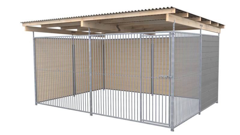 SAUERLAND Hundezwinger 3 x 3 m | 2,5-seitig geschlossen | platingrau | Rohrstab ...
