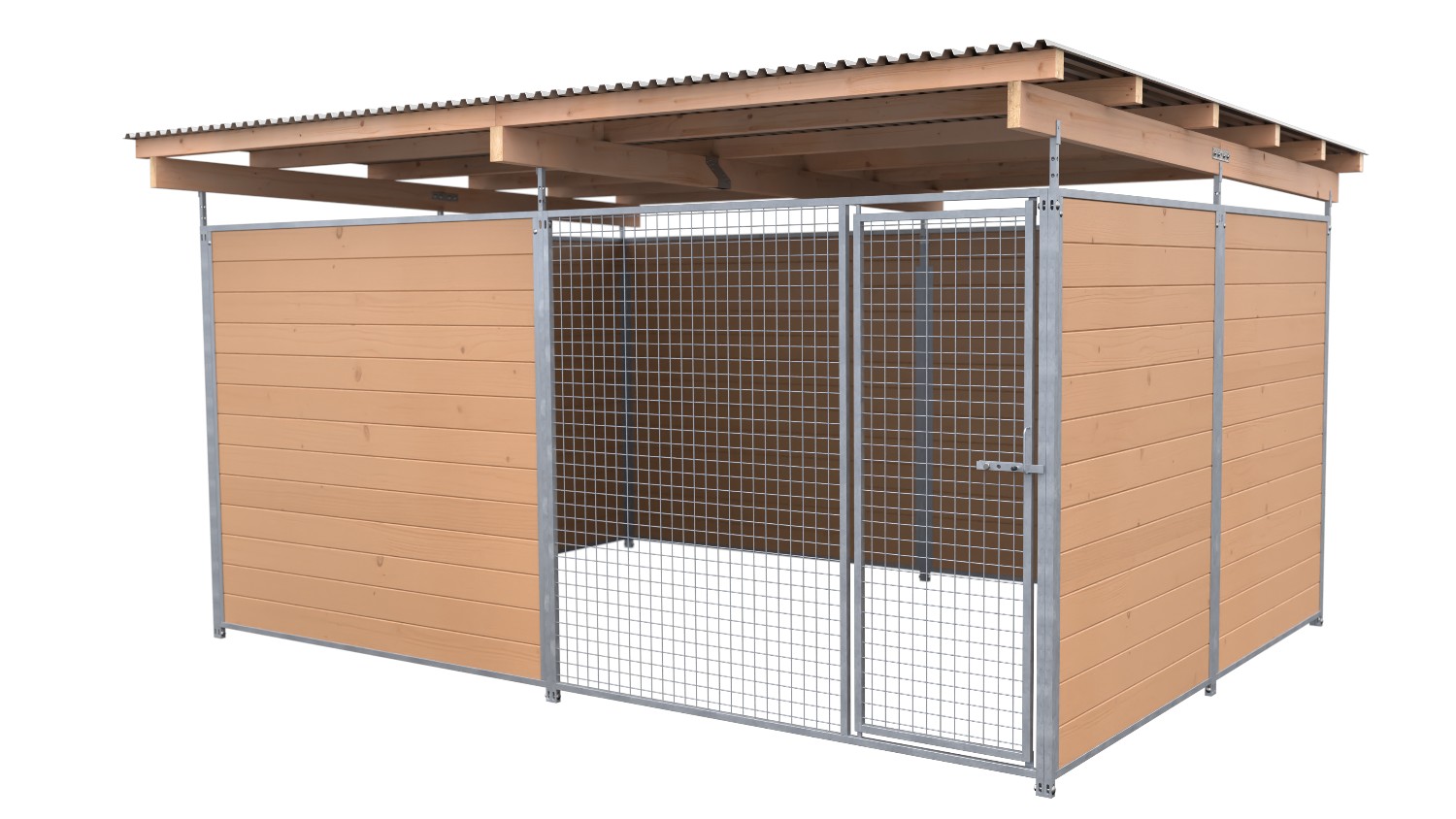 SAUERLAND Hundezwinger 3 x 3 m | 3,5-seitig geschlossen | braun imprägniert | Gi...