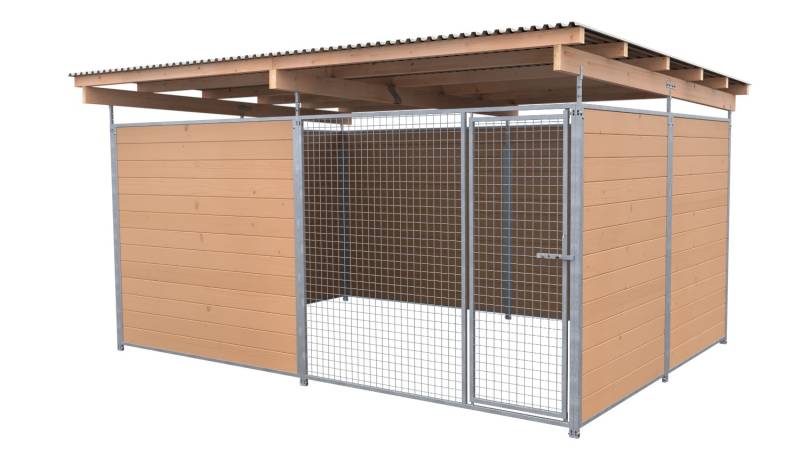 SAUERLAND Hundezwinger 3 x 3 m | 3,5-seitig geschlossen | braun imprägniert | Gi...