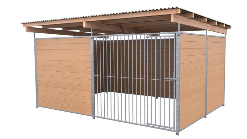 SAUERLAND Hundezwinger 3 x 3 m | 3,5-seitig geschlossen | braun imprägniert | Ro...