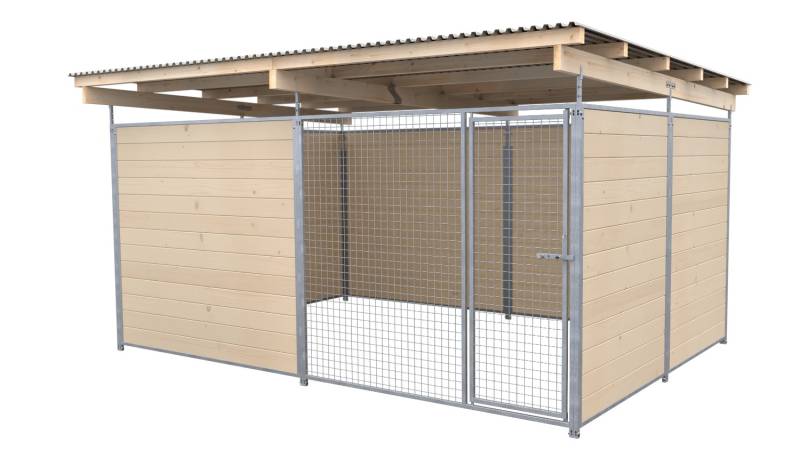 SAUERLAND Hundezwinger 3 x 3 m | 3,5-seitig geschlossen | naturbelassen | Gitter...