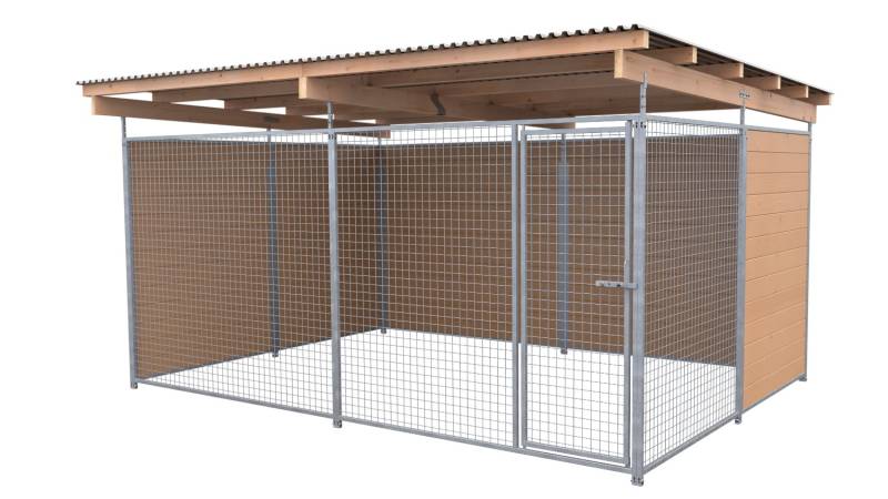 SAUERLAND Hundezwinger 3 x 4 m | 2,5-seitig geschlossen | braun imprägniert | Gi...