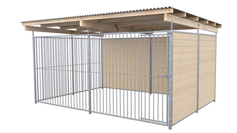SAUERLAND Hundezwinger 3 x 4 m | 2-seitig geschlossen | naturbelassen | Rohrstab...