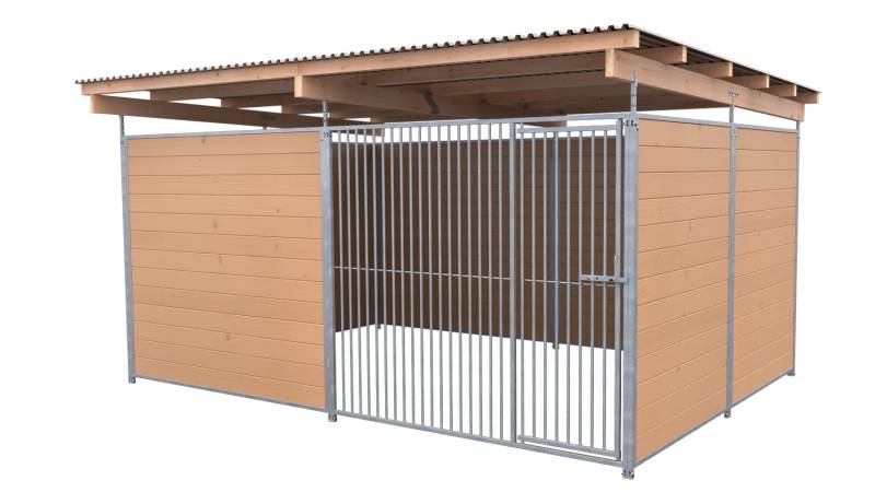 SAUERLAND Hundezwinger 3 x 4 m | 3,5-seitig geschlossen | braun imprägniert | Ro...