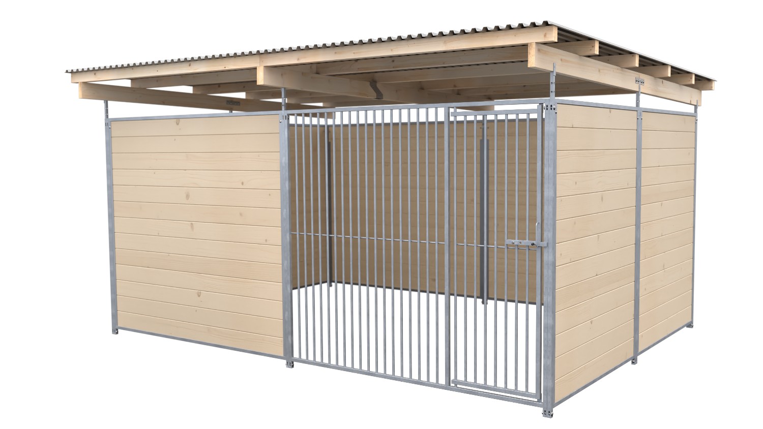 SAUERLAND Hundezwinger 3 x 4 m | 3,5-seitig geschlossen | naturbelassen | Rohrst...