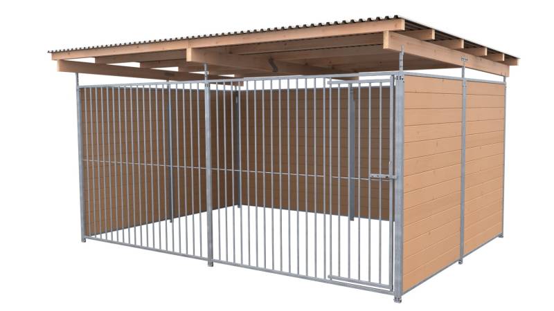 SAUERLAND Hundezwinger 3 x 4 m | 3-seitig geschlossen | braun imprägniert | Rohr...