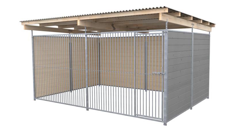 SAUERLAND Hundezwinger 3 x 4 m | 3-seitig geschlossen | platingrau | Rohrstab Ab...