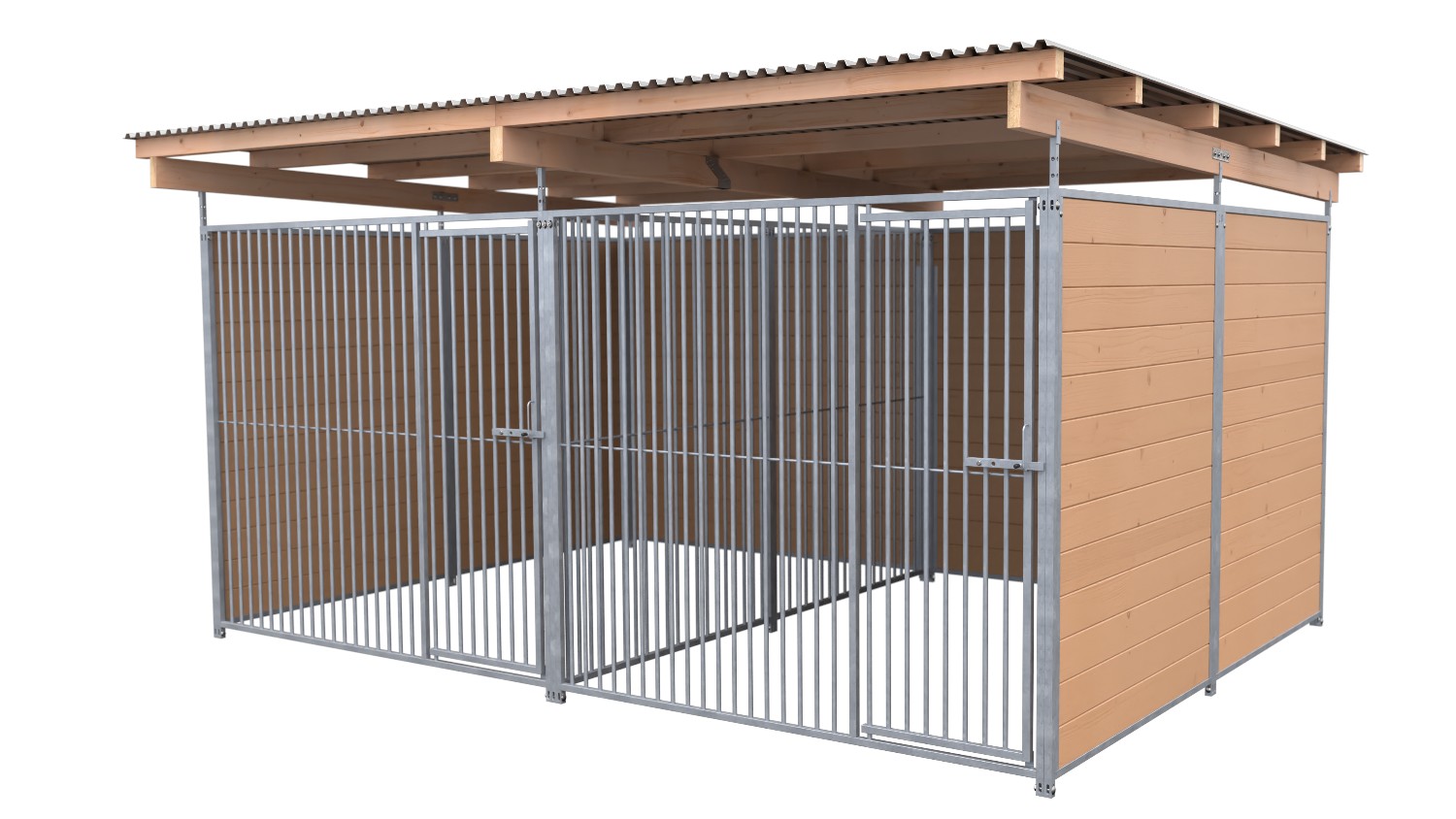 SAUERLAND Hundezwinger 3 x 4 m Doppelzwinger | 3-seitig geschlossen | braun impr...