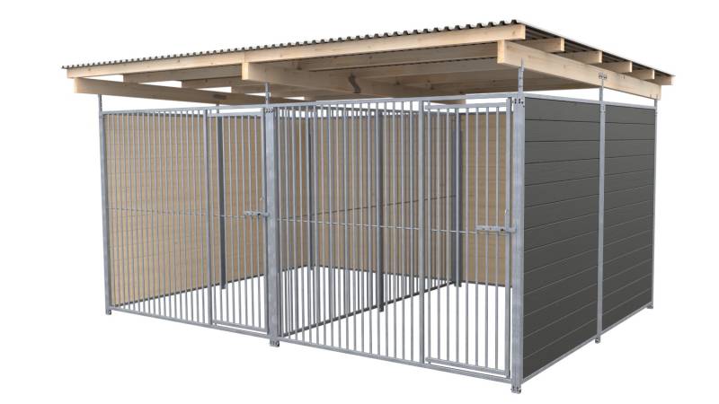 SAUERLAND Hundezwinger 3 x 4 m Doppelzwinger | 3-seitig geschlossen | graphitgra...