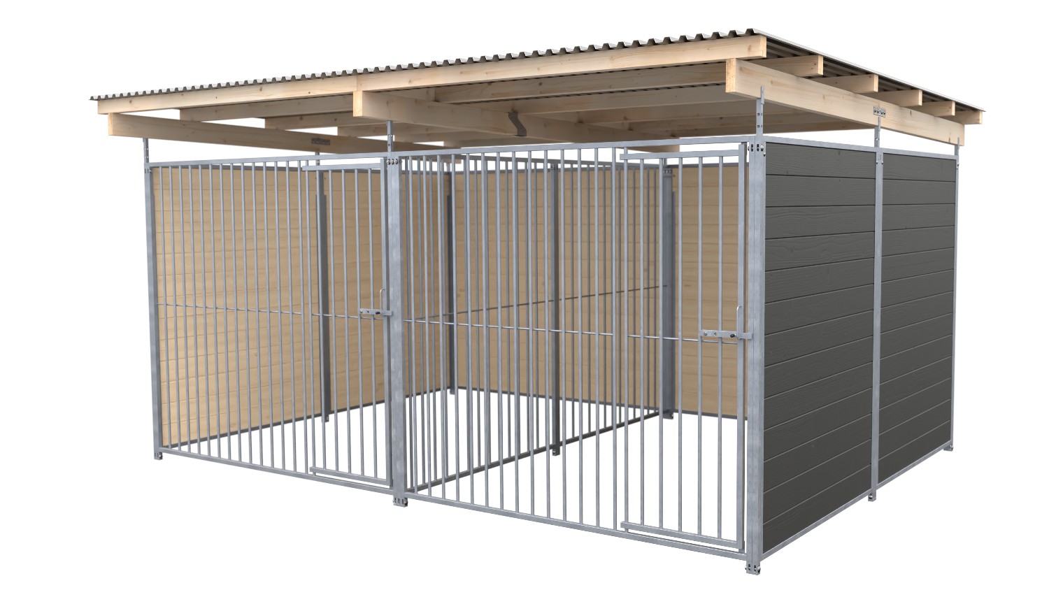 SAUERLAND Hundezwinger 3 x 4 m Doppelzwinger | 3-seitig geschlossen | graphitgra...