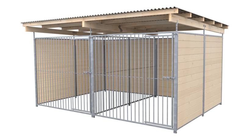 SAUERLAND Hundezwinger 3 x 4 m Doppelzwinger | 3-seitig geschlossen | naturbelas...