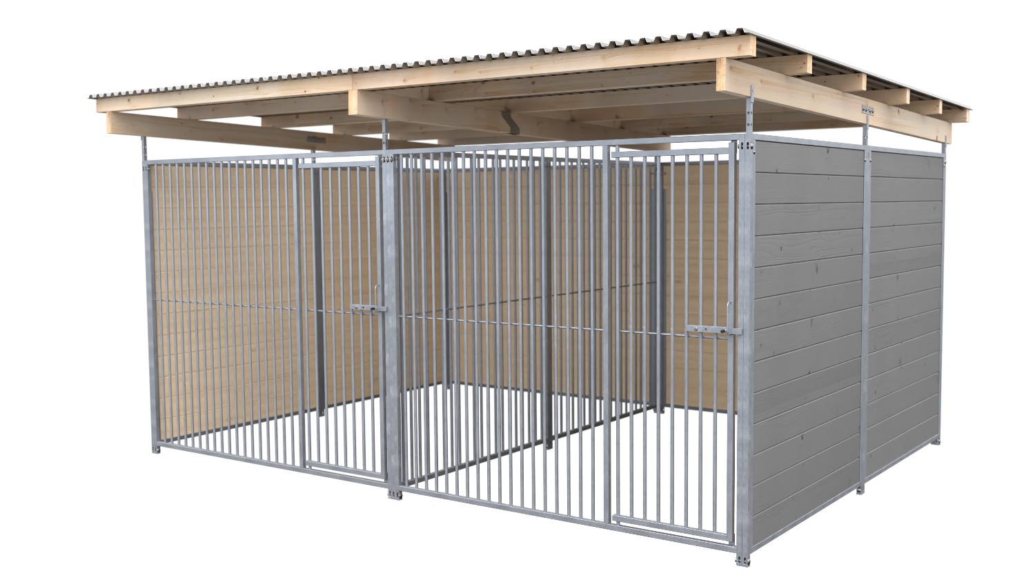 SAUERLAND Hundezwinger 3 x 4 m Doppelzwinger | 3-seitig geschlossen | platingrau...