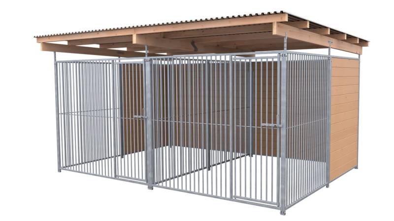 SAUERLAND Hundezwinger 3 x 4 m Doppelzwinger | hälftig geschlossen | braun imprä...