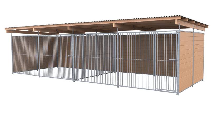 SAUERLAND Hundezwinger 3 x 6 m Doppelzwinger | 3-seitig geschlossen | braun impr...