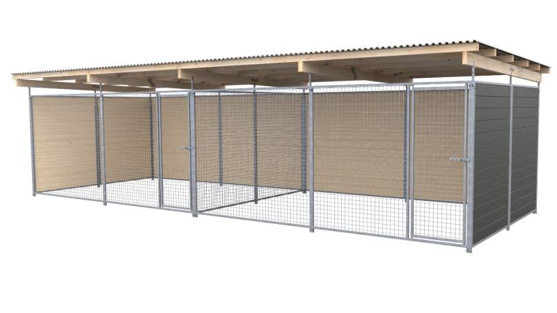 SAUERLAND Hundezwinger 3 x 6 m Doppelzwinger | 3-seitig geschlossen | graphitgra...