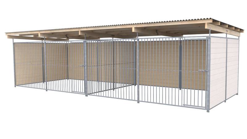 SAUERLAND Hundezwinger 3 x 6 m Doppelzwinger | 3-seitig geschlossen | weiß lasie...