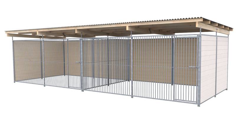 SAUERLAND Hundezwinger 3 x 6 m Doppelzwinger | 3-seitig geschlossen | weiß lasie...