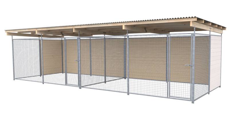 SAUERLAND Hundezwinger 3 x 6 m Doppelzwinger | hälftig geschlossen | weiß lasier...