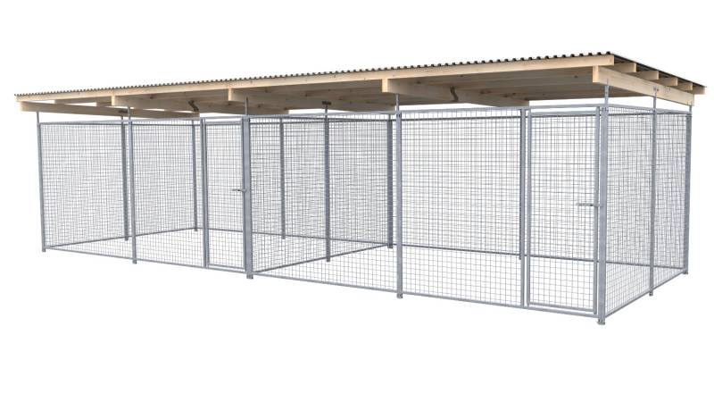 SAUERLAND Hundezwinger 3 x 6 m Doppelzwinger | rundum offen | Metall | Gitter
