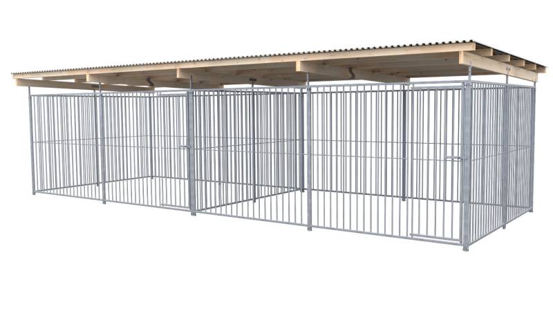 SAUERLAND Hundezwinger 3 x 6 m Doppelzwinger | rundum offen | Metall | Rohrstab ...