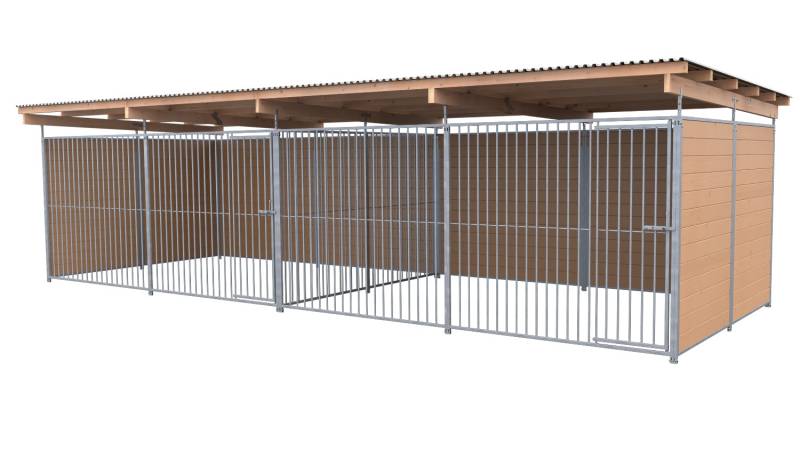SAUERLAND Hundezwinger 3 x 8 m Doppelzwinger | 3-seitig geschlossen | braun impr...